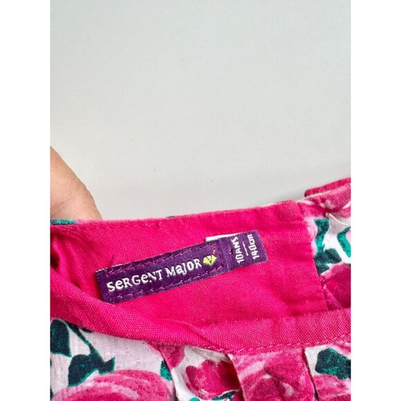 Girls' SERGENT MAJOR Pink Rose Floral Cotton Voile A-Line Tent Dress, Size 10 - Picture 7 of 9